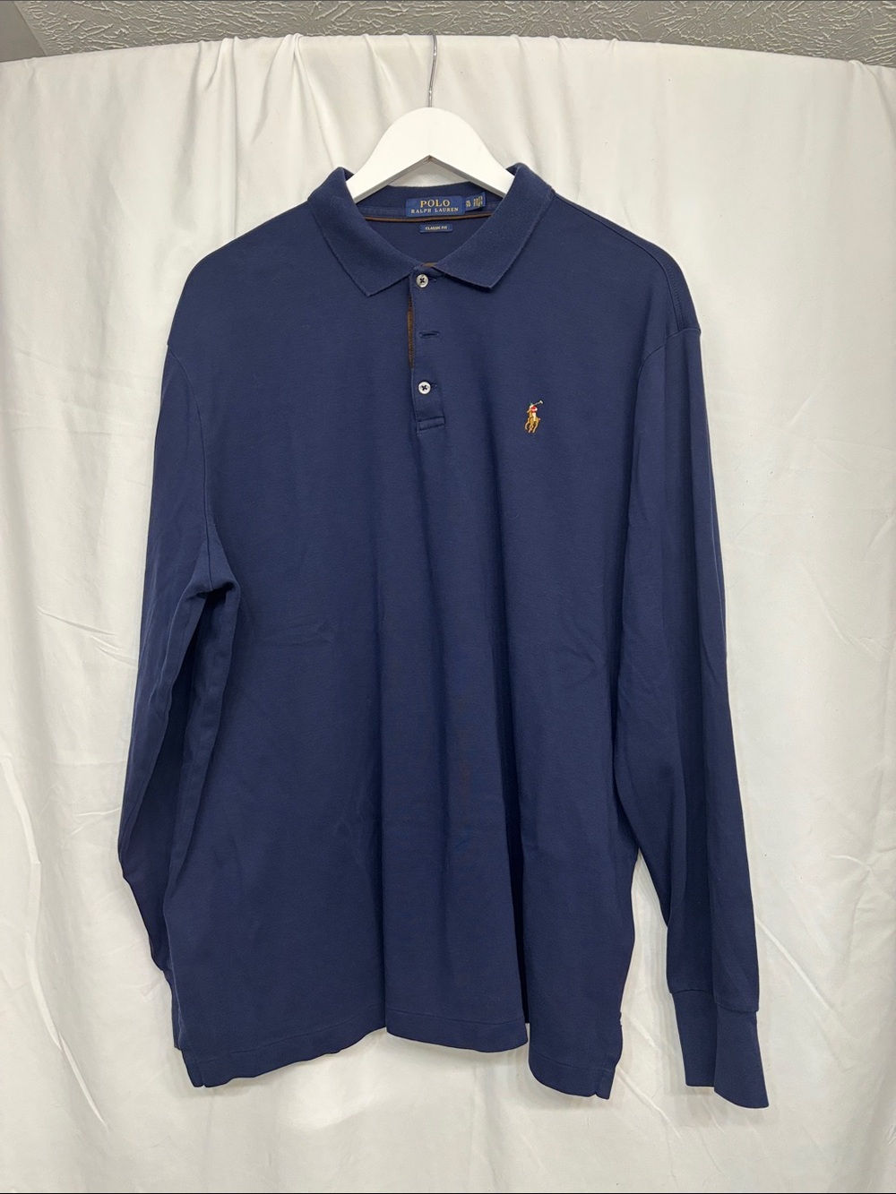 Polo by Ralph Lauren Long-Sleeve Polo Shirt - Navy with Multicolored Pony